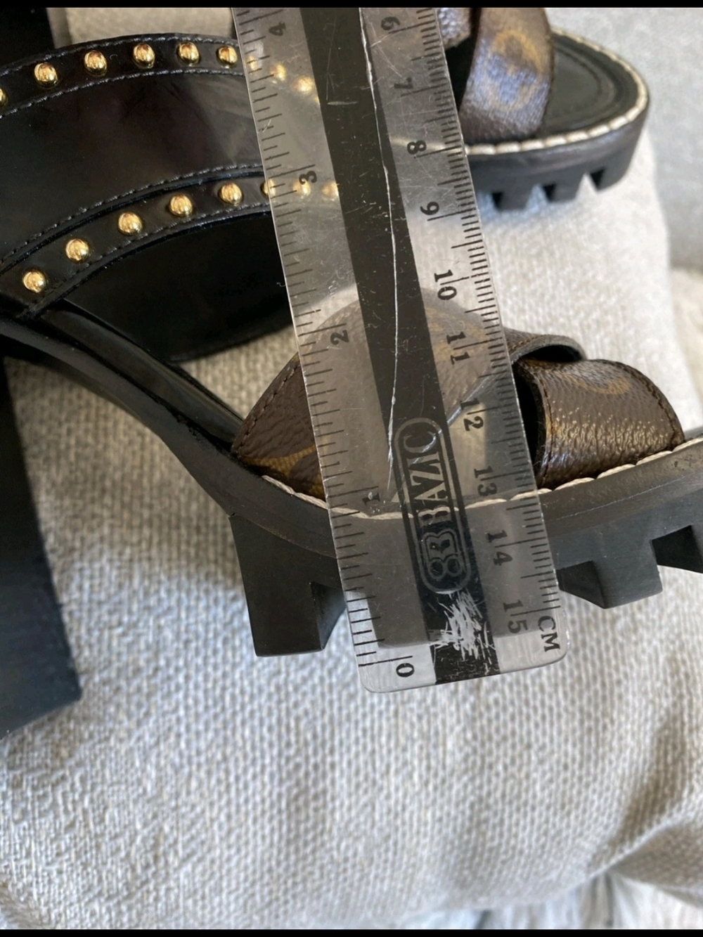 Louis Vuitton Black & Brown Monogram Studded Platform Sandals Eu 37.5 - Picture 9 of 13